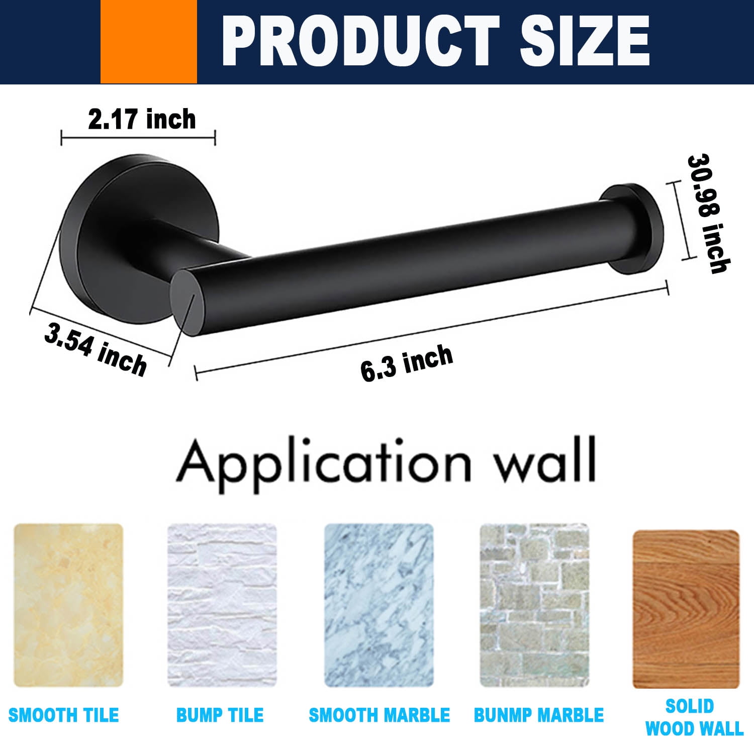 Single Post Toilet Paper Holder, Wall Mount with 4 Hooks, SUS 304 Stainless Steel Bathroom Roll Hold(图4)