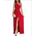 thumbnail image 1 of Sexy Sólido Un Hombro Hueco Colgando Cuello Cintura Alta Dividida Vestido Extra Largo Mujer Xishao Ropa, 1 of 3