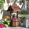 thumbnail image 4 of YYAo Wood Wishing Well for Outside with Hanging Bucket, Wishing Well Planter with Drain Hole for Garden Patio, Carbonized, 4 of 11