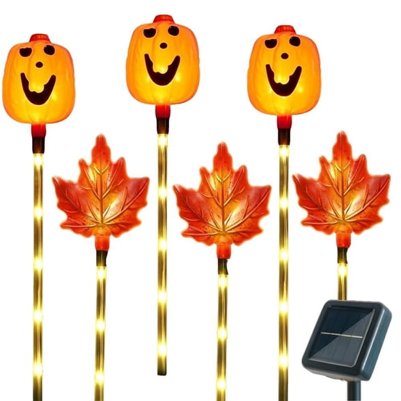IFRINID Halloween Solar Stake Lights, Pumpkin Maple Leaf Outdoor Garden Decoration for Lawn, Yard and Porch