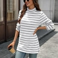 thumbnail image 4 of Womens Tops, Women Striped Turtleneck Sweater Long Sleeve Pullover Fall Fashion Jumper Tops Casual Loose Color Block Comfy Tunic Gray M, 4 of 5
