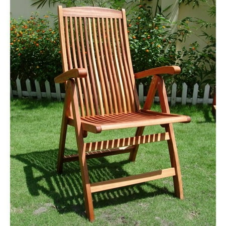 Natural Eucalyptus Wood Reclining Chair with Optional Seat Cushion