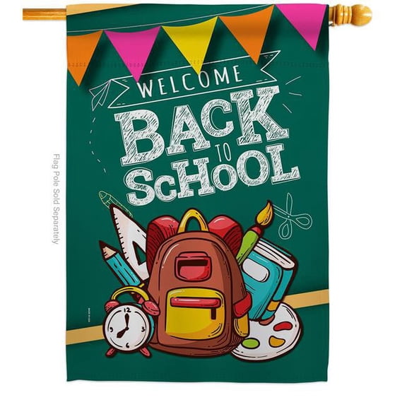 Welcome Back Education to School 28 x 40 in. Double-Sided Decorative Vertical House Flags for Decoration Banner Garden Yard Gift