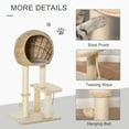 thumbnail image 4 of PawHut Cat Tree with Sisal Scratching Post Condo and Hanging Rope 44.5" H, Beige, 4 of 9