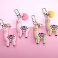 thumbnail image 4 of Colgante de bola de cristal de arcoíris con diseño de alpaca tridimensional con pegamento que cae, llavero creativo con hebilla de metal para mujer, 4 of 5