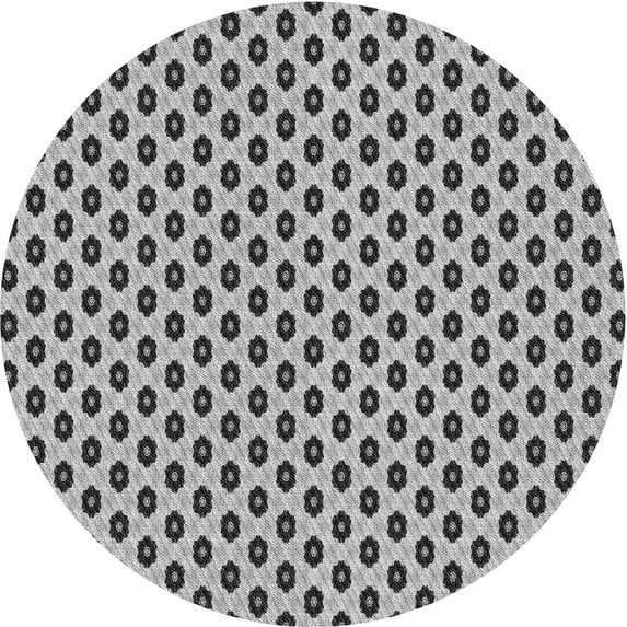 Ahgly Company Machine Washable Indoor Round Transitional Gray Area Rugs, 4' Round