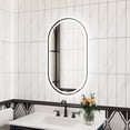 thumbnail image 6 of ANGELES HOME 20 x 36 Inch Oval Lighted Bathroom Vanity Mirror, Front and Backlit LED Mirror for Bathroom, Bathroom Lighted Mirror with Anti-Fog, 3 Colors Dimmable, Matte Black, 6 of 10