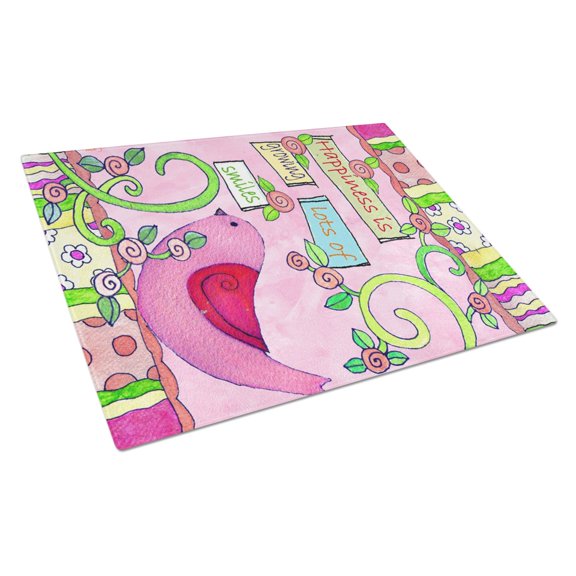 Caroline's Treasures Flower Happiness in Growing Glass Cutting Board Large
