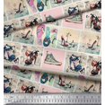 thumbnail image 3 of Soimoi Rayon Crepe Fabric Slippers,Shoes & High Heels Patchwork Decor Fabric Printed Yard 46 Inch Wide, 3 of 3
