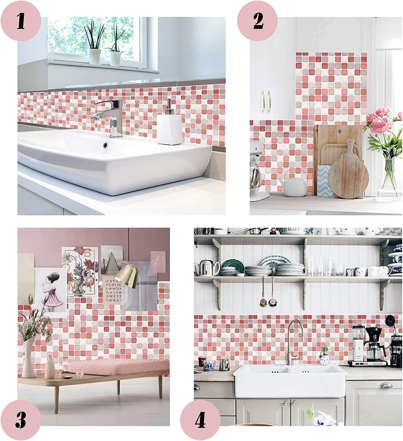 5Sheet 3D Mosaic Tile Sticker Peel and Stick Backsplash Tile Kitchen Mosaic Wall Tiles Self-Adhesive DIY Backsplash