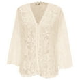 thumbnail image 5 of Cardigans for Women Casual Solid Color Lace Cover Up Open Front Tops Long Sleeve V Neck Slimming Women's Sweaters Beige L, 5 of 6