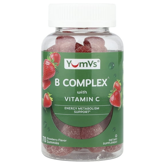 YumVs B Complex With Vitamin C Gummies, Strawberry, 70 Gummies