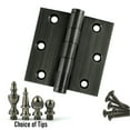 thumbnail image 2 of EMBASSY Door Hinge 3 x 3 Solid Brass Pewter with Flat Tips, 2 of 7