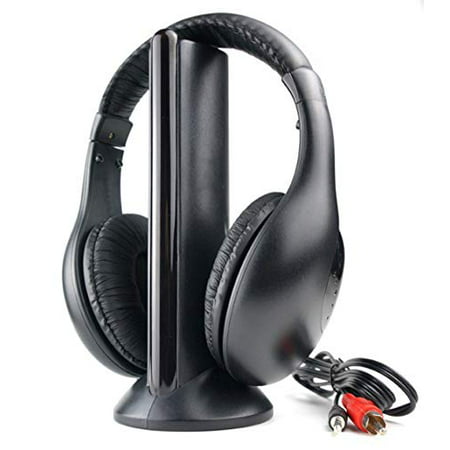 5-in-1 Wireless Headphones Headset MH2001 MP3 MP4 PC CD DVD Audio TV FM Radio-Listen to Music, Chat Online & Monitor Other (Best System For Music Listening)