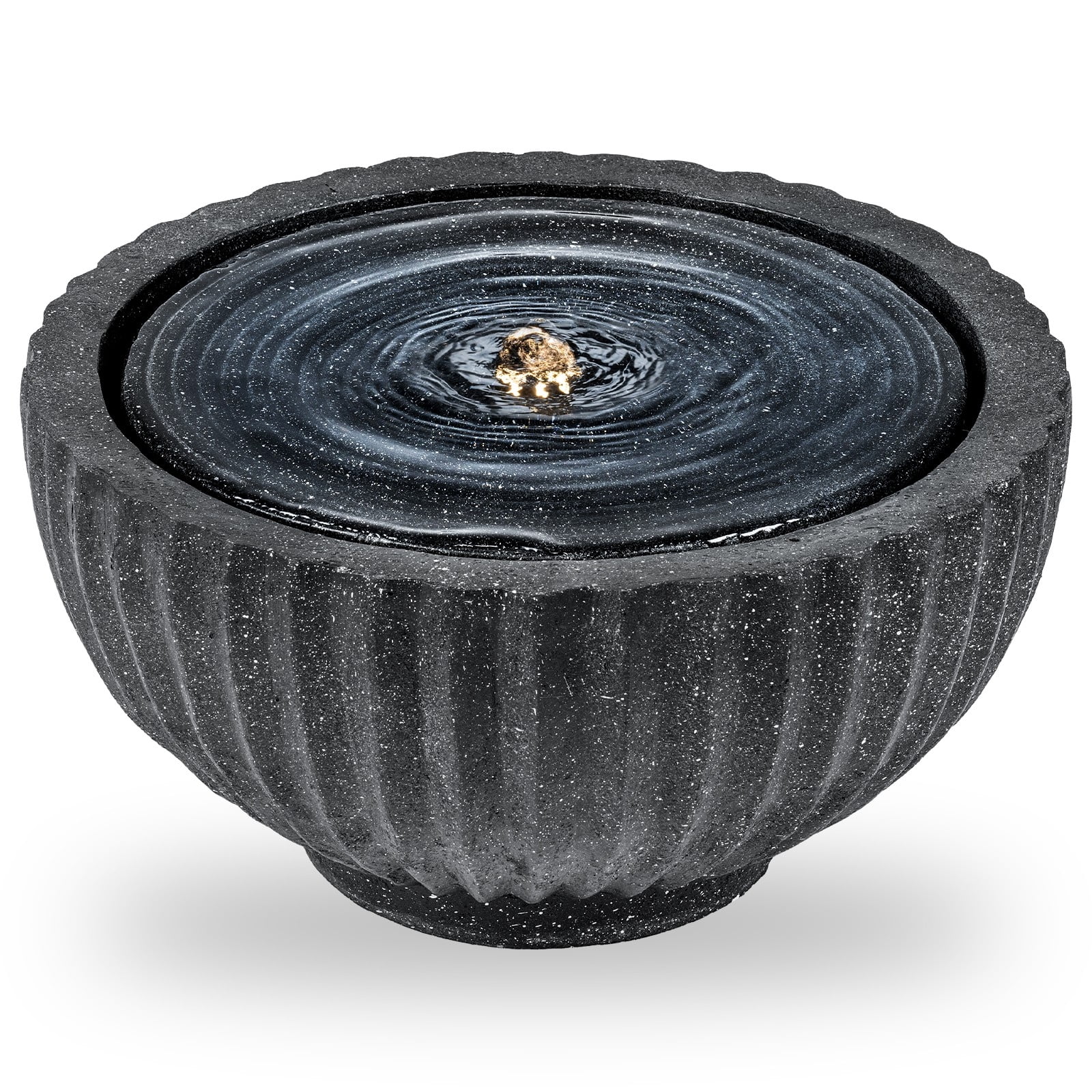 DRAZUNO 18” Outdoor Round Sphere Water Fountain w/LED Lights & Pump for Garden Patio