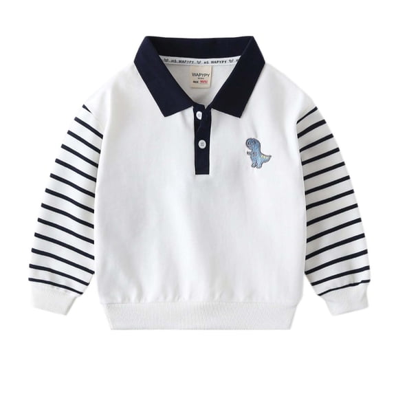 Atogsazn Toddler Baby Boys Long Sleeve Sweatshirt Kids Button Fleece Colorblock Pullover Shirts Tops Fall Winter Clothes 02-White 2-3 Years