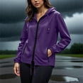 thumbnail image 5 of Fesfesfes Women's Rainproof Jacket Mid-Length Loose Lightweight Batwing Flared Sleeves Coat Fall Ideal for Casual Outings Travle (Purple#1,2XL), 5 of 6