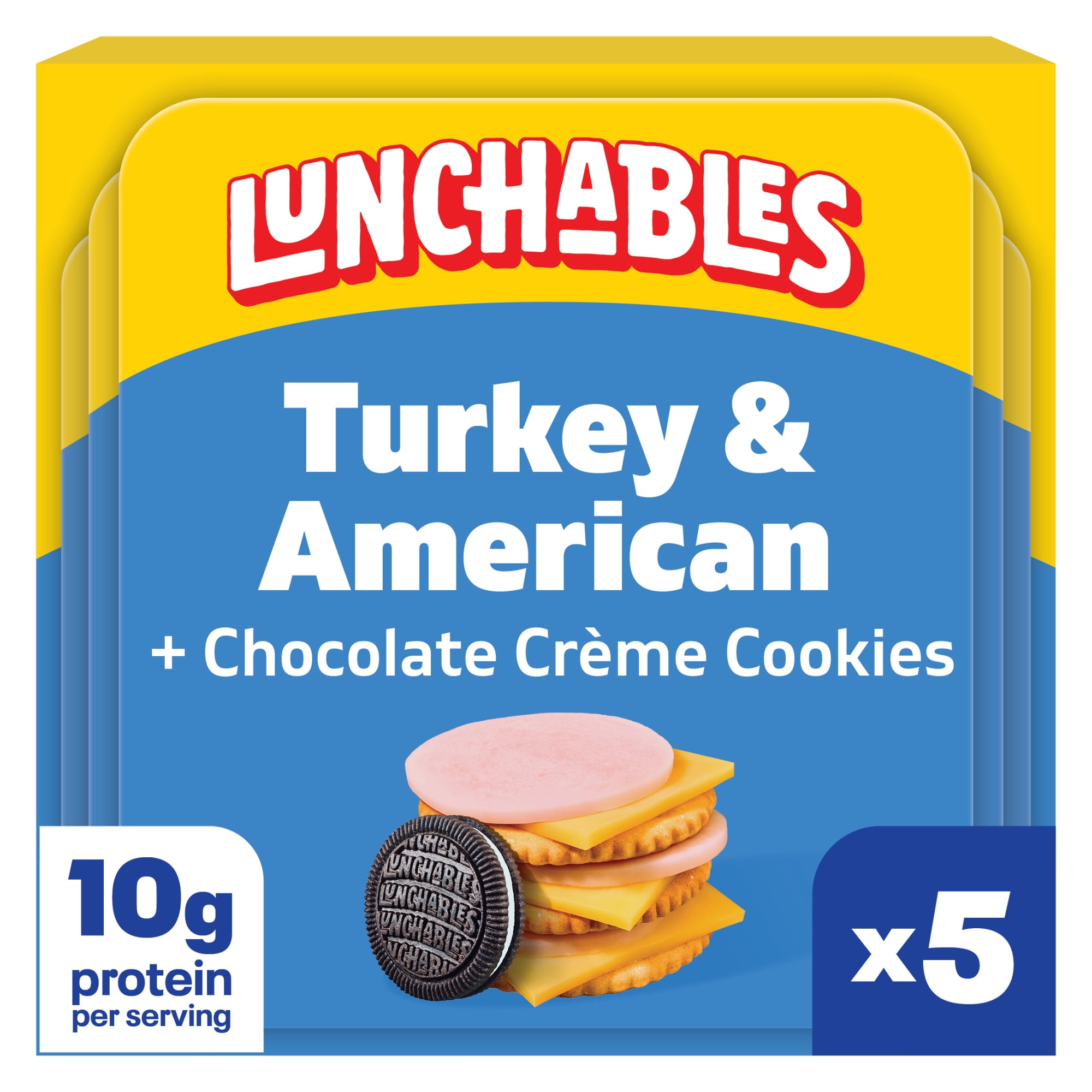 Lunchables Turkey & American with Chocolate Creme Cookies, 5 Count Pack, 3.2 oz Trays