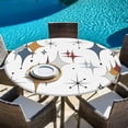 thumbnail image 6 of Blue Red Diamond Round Tablecloth, Fitted Table Cover with Elastic for 55"-60" Round Tables, Modern Geometric Middle Century Table Cloth Outdoor Indoor Dinning Party Waterproof Tablecloths, 6 of 7