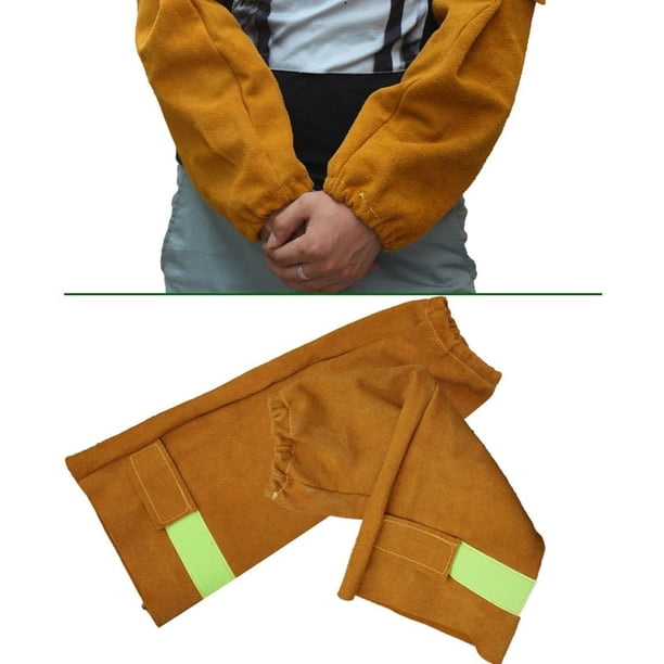 Mangas de brazo de soldadura de cuero resistente al calor Puño elástico Trabajo de seguridad Protección contra chispas Protector de brazo resistente