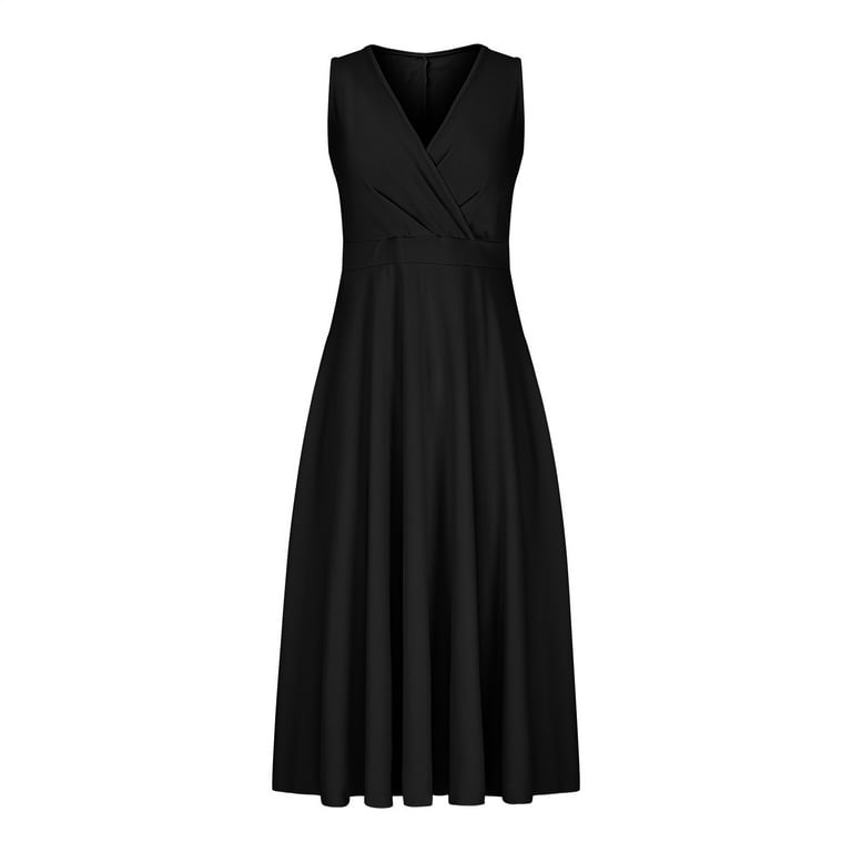 Dresses for Women Sleeveless V Neck Midi Dress Little Black Dress Party Evening Dress Formal Work Office Classic Casual Dress