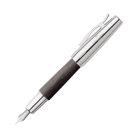 Faber-Castell e-motion Fountain Pen, Wood and Chrome Black - Medium - FC-148220