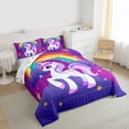 thumbnail image 3 of Manfei Cute Unicorn Bedding Comforter Set,Rainbow Stars Pattern Twin Comforter Sets,Gold Starry Night Bedding Set For Girls Kids,Breathable Home Decor Reversible,2 Pieces, 3 of 8