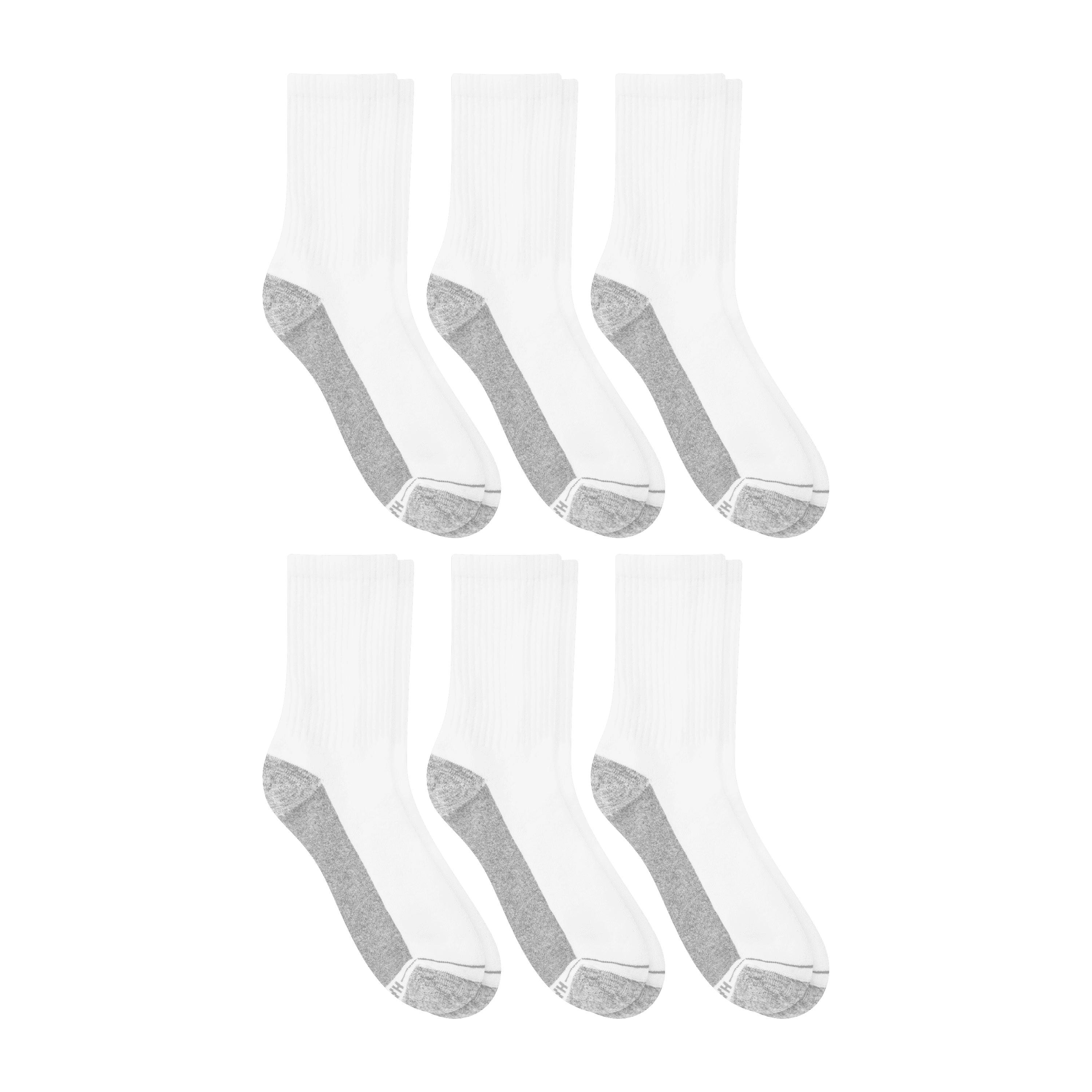 Hanes Mens Mid-Crew Socks, Max Cushion, Cool Comfort, 6-Pack, Size 6-12