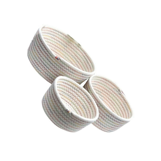 Cesta de almacenamiento Billuyoard 3 unids/set lavable algodón trenzado organizador Blanco