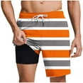 thumbnail image 2 of Jjayotai George Shorts Men, Men's Fashion Stripe Printed Elastic Waist Beach Pants, Lined Shorts with Compression Liner Pockets Drawstring, 2 of 6