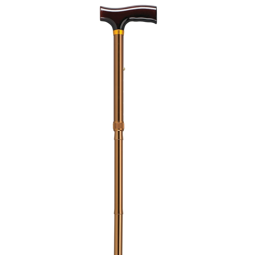 Drive Medical Lightweight Adjustable Folding Cane with T Handle, Bronze