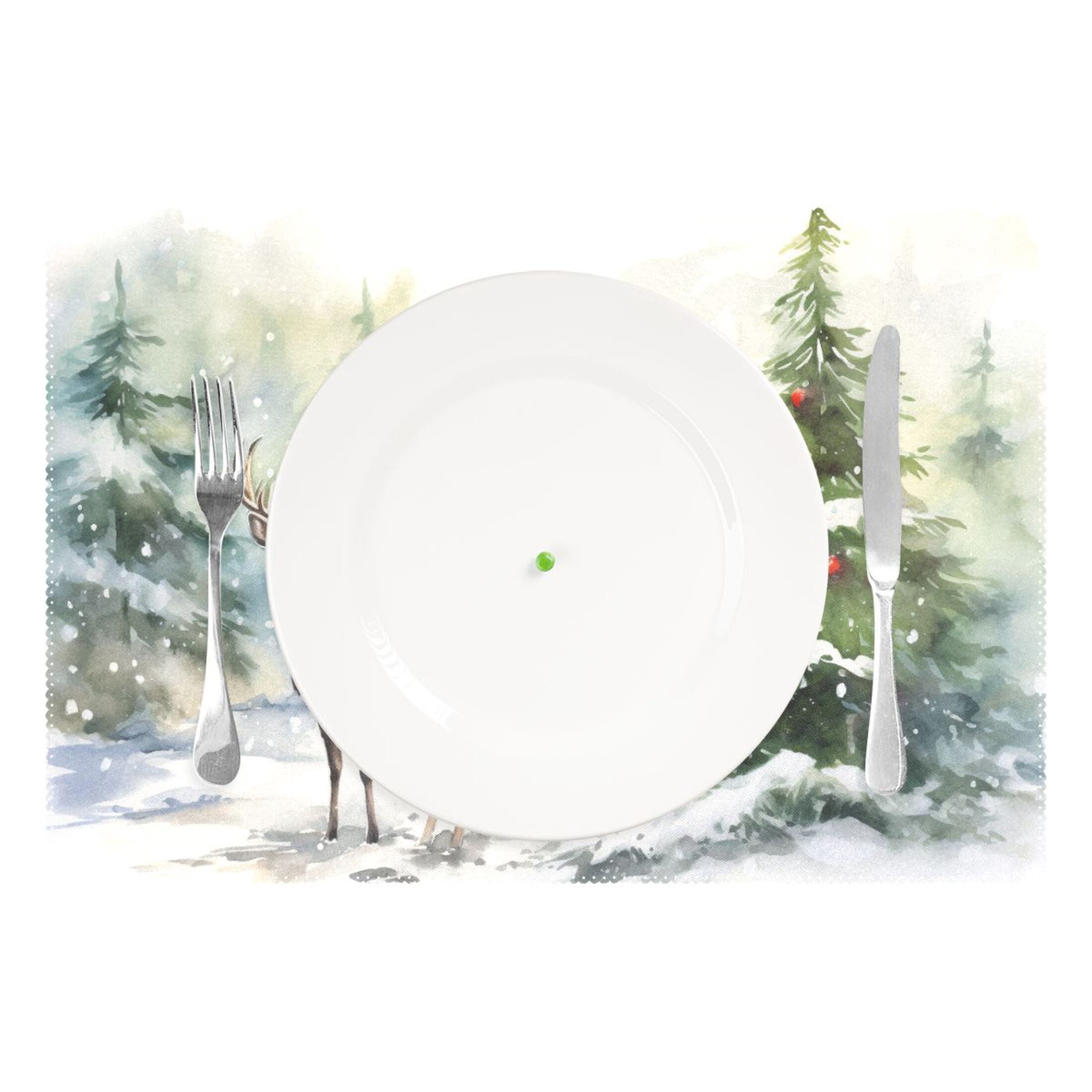 Christmas Trees Deer Snow 12×18 inch Placemats Heat Resistant Washable Foldable Rectangular Placemats Set Decoration Indoor Outdoor for Kitchen Dining Table 6PCs