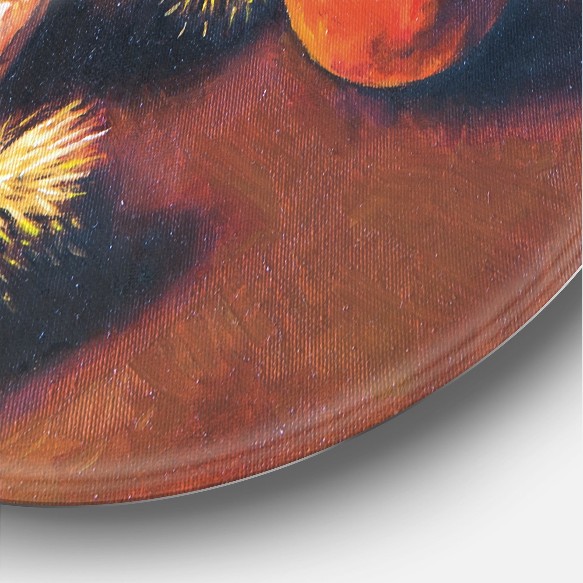 Designart 'Ancient Still Life of Orange Fruits' Traditional Circle Metal Wall Art 23x23 - Disc of 23