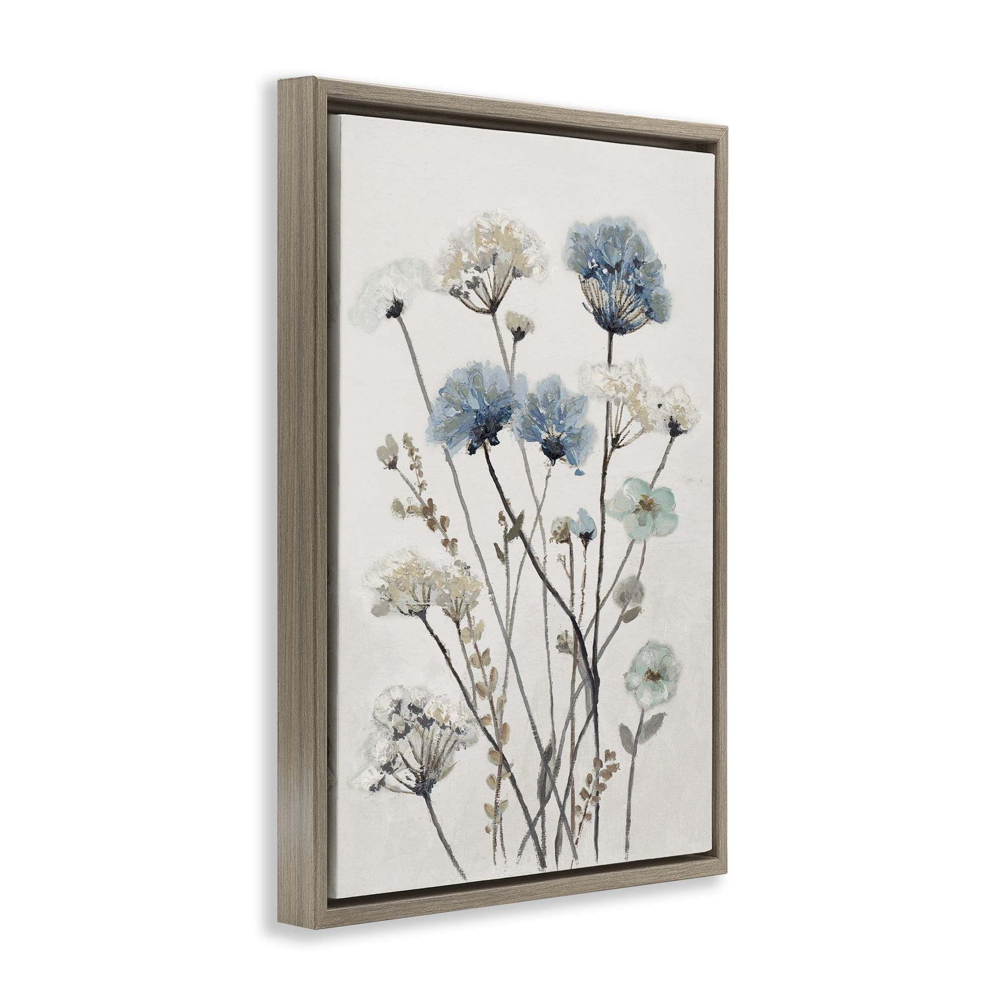 Stupell Industries Blue & Beige Garden Brown Framed Floater Canvas Wall Art, design by Patricia Pinto