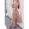 thumbnail image 5 of Women's Floral Flounce Sleeve Round Neck Midi Dress with Soft Viscose % Fabric for Chic Everyday Wear for a neat fit, 5 of 6