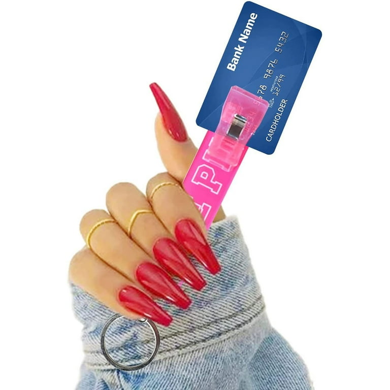 unahtinr 5 Pcs Cute Debit Bank Card Grabber for Long Nails ATM Keychain for Women, Women's, Size: Small