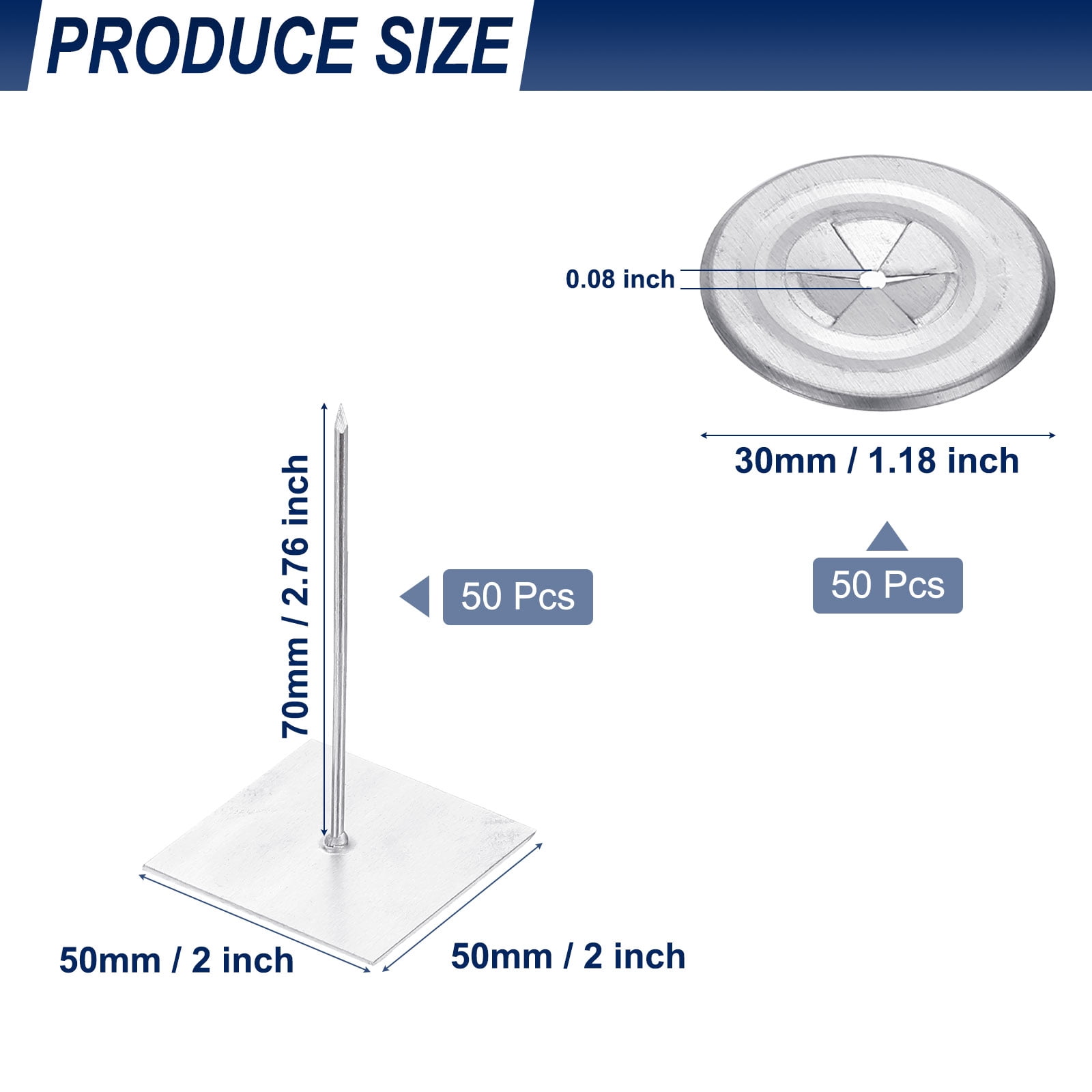 Uxcell Self Stick Insulation Pins, Self Locking Washers for Foam Board 70mm