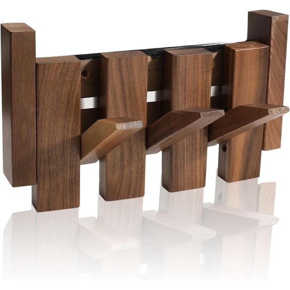 Wooden Coat Rack Hanger Wall Mount with Hooks Wall Mounted Coat Rack Coat Rack Wall Mount Made of Walnut Wood