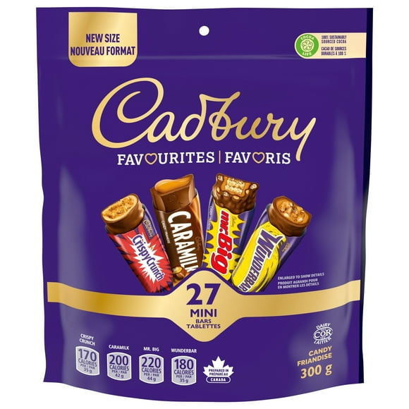 Cadbury Favourites, Pack of 27 Assorted Mini Bars, Individually Wrapped