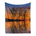 thumbnail image 1 of Nature Soft Flannel Fleece Throw Blanket, Landscape from Mother Earth Sunset by the Lake with Fall Trees Forest Life Image, Cozy Plush for Indoor and Outdoor Use, 50" x 60", Multicolor, by Ambesonne, 1 of 6