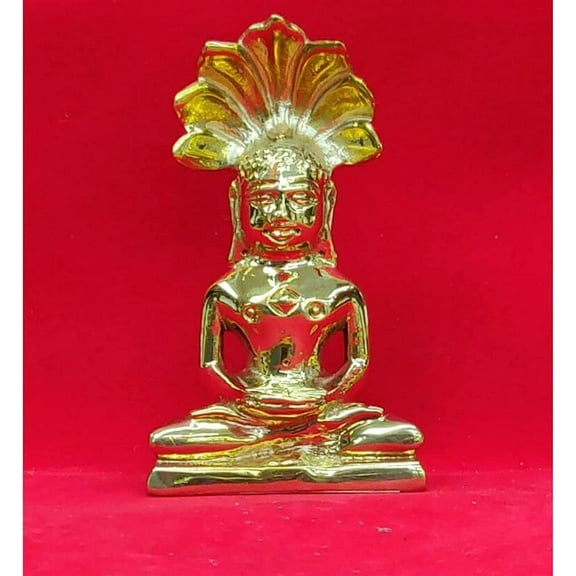 Lord Parshvanatha Statue Mahavira Swami Brass Statue Spiritual Idol Intricate Work Puja Jain Murti for Mandir Parshvanath Ji Idol Figurine Hindu God Statue Indian Idol Home Decor - AtoZ India Cart