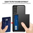 thumbnail image 3 of Dteck Case for Samsung Galaxy S21 6.2-inch,Shockproof Wallet Card Slot Holder Pocket Slide Slim Fit Dual Layer Soft TPU Hard PC Hybrid Protective Back Cover,Black, 3 of 6