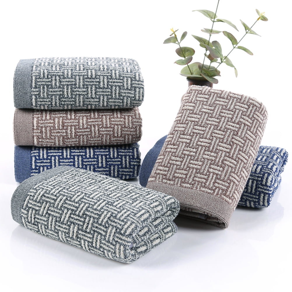 Pidada 100% Cotton Checkered Pattern Hand Towels for Bathroom Set of 4 (Gray)