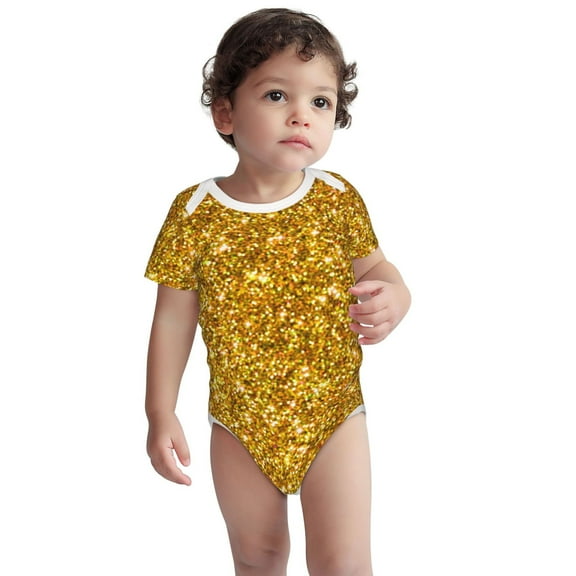 Kdxio Gold Glitter Pattern Unisex Baby Cotton Short Sleeve Bodysuits-12 Months