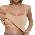 thumbnail image 2 of HAOTAGS Women's Ribbed Tank Top with Built in Bra Spaghetti Strap Tank Top Casual Yoga Padded Undershirts Beige Size 2XL, 2 of 5