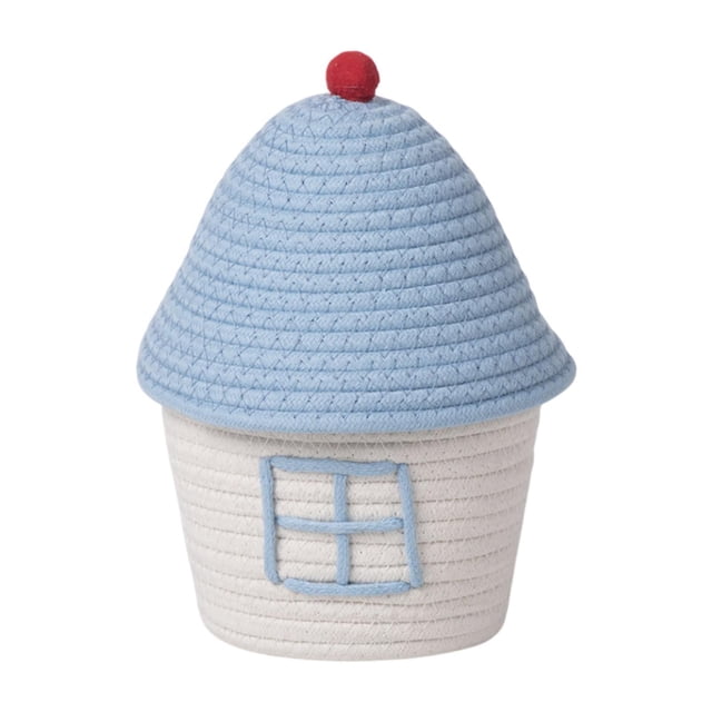 Cesta de almacenamiento de forma de casa Cesta de almacenamiento de la casa Organizador de suministros para el hogar Lindo uso múltiple con bocadillos Azul y