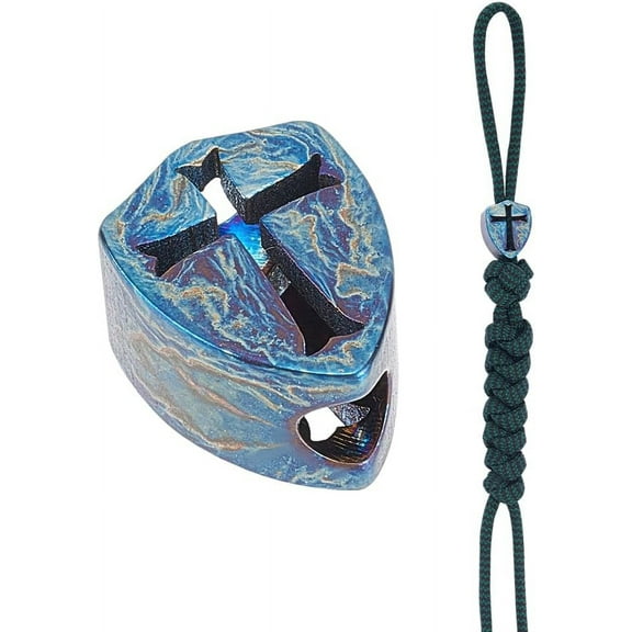 Titanium Lanyard Beads Shield with Alloy Paracord Beads Large Hole Beads Loose Spacer Beads for EDC Pendant Bracelet Zipper Pull Jewelry Making for DIY