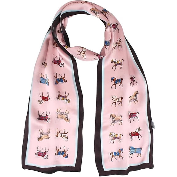 Women 100% Silk Oblong Headscarf, 59 Inch×6.3 Inch Fashion Neck Scarf & Daily Hair Wrap.