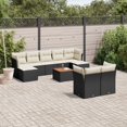 thumbnail image 1 of vidaXL 10 Piece Garden Sofa Set with Cushions Black Poly Rattan, 1 of 5