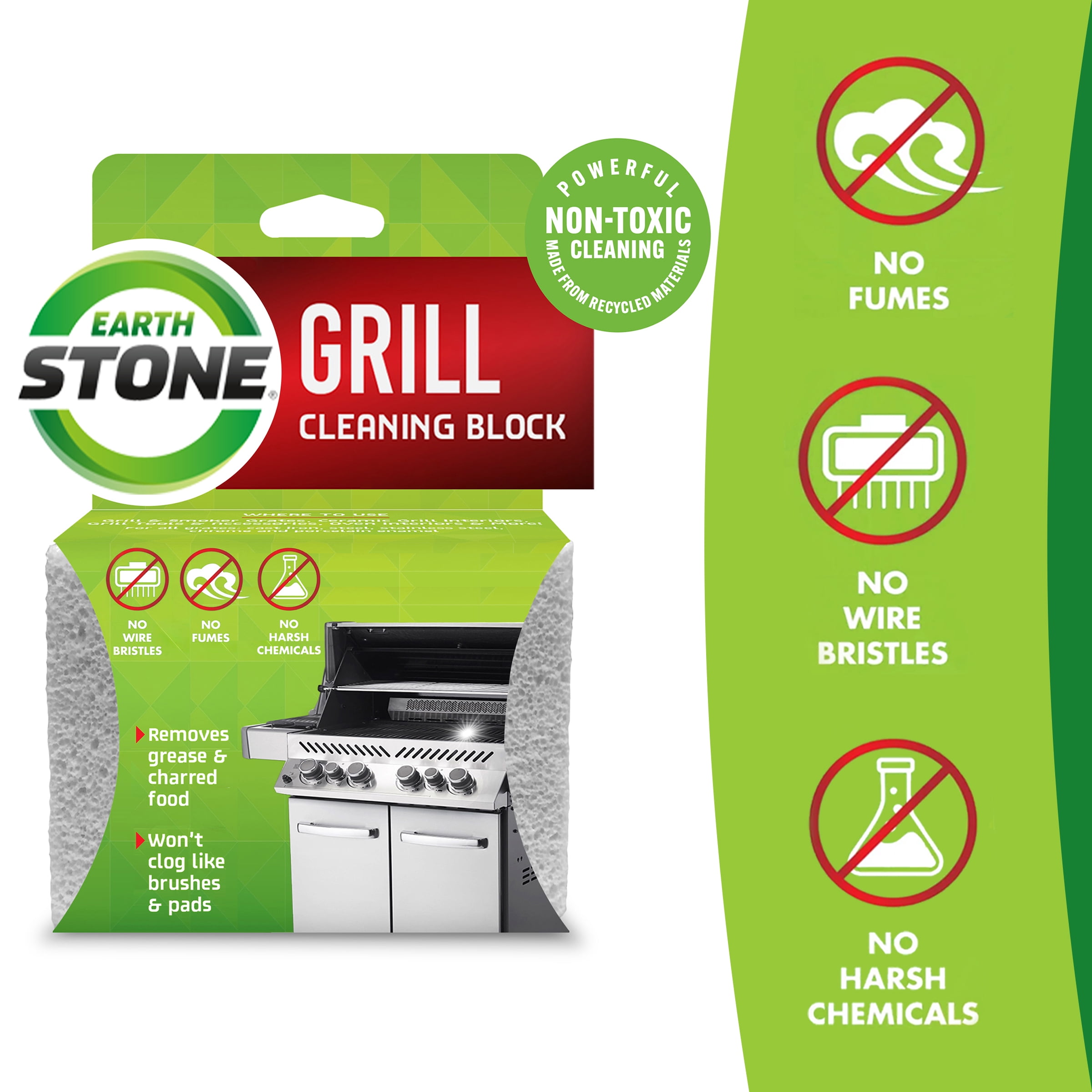 (3 pack) EarthStone Grill Cleaning Block, the Environmentally Friendly Grill Cleaner, 1-Pack